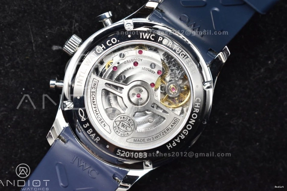 Z+F Strap A69355 Portuguese IW3716 Rubber Blue 1:1 White Blue on Best Chrono Dial Edition 1104